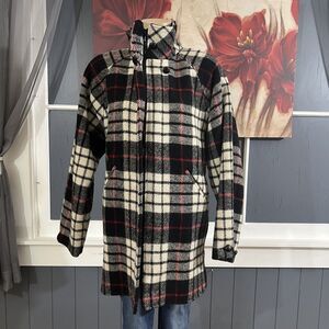 Vintage Orvis‎ Women's Tweed Coat Jacket Sz Medium Full Zip Unlined Wool Nylon